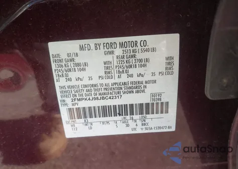 2018 Ford Edge Sel from USA, damaged, VIN 2FMPK4J98JBC42317